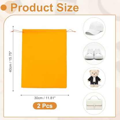 Cloth Shoe Bags for Travel Flannel Pouch with Drawstring Closure - color: Orange