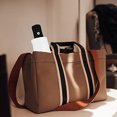 Automatic Windproof Travel Umbrella - Auto Open Close Compact Folding for Rain, Sun Protection Tote With Black Coating for Women Men