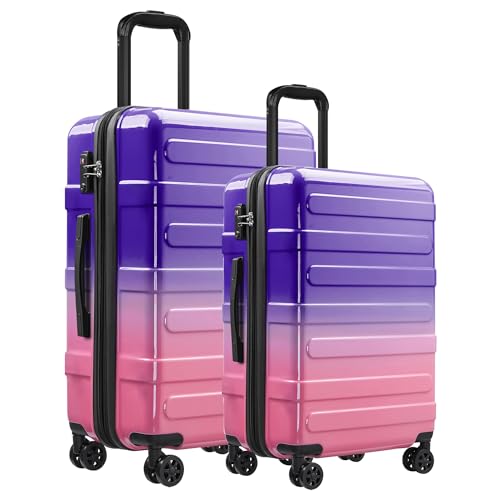 Luggage Sets 2 Piece, Hard Shell Expandable Carry on Suitcase with Spinner Wheels and TSA Lock, Lightweight Travel Luggage Set - color: Berry, size: 2 Piece Set (20/24inch)