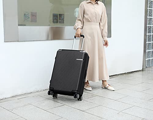 MKF Collection Polycarbonate Large Luggage Travel bags, TSA-approved lock Lightweight Suitcases with wheels - color: Tulum Black