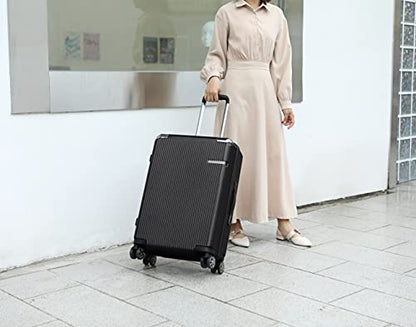 MKF Collection Polycarbonate Large Luggage Travel bags, TSA-approved lock Lightweight Suitcases with wheels - color: Tulum Black