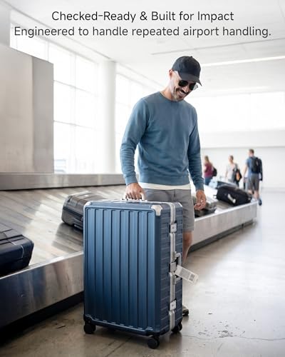 LUGGEX 30 Inch Zipperless Large Checked Suitcase, Ocean Blue - color: Ocean Blue, size: 30 Inch