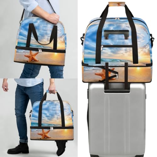 Beach Travel Duffle Bags With Shoes Compartment Weekender Overnight Bag - color: print 13