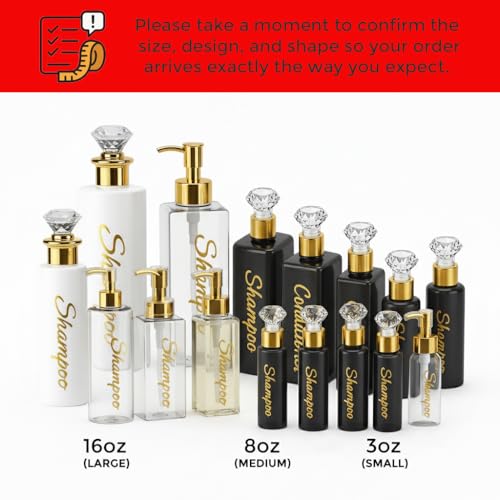 Shampoo and Conditioner Dispenser - Essentials Toiletry Bottles - Shower Refillable Shampoo and Body Wash Soap Pump Bottle – 3X 3oz TSA-Approved Travel Size Containers - Black Gold - Round - color: Black Gold 1 - Black Round, size: Small