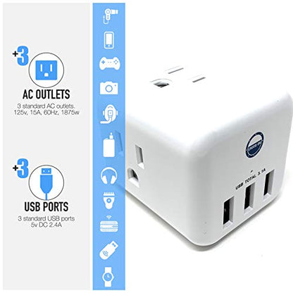 Cruise On Non Surge Cruise Approved Power Strip [3 USB & 3 AC] - color: [3 USB & 3 AC]