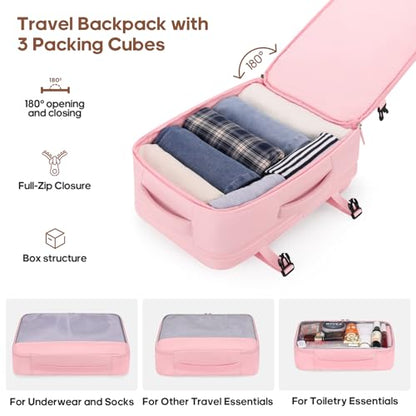 Luggage Sets 7 Piece,Hardside Large Checked Suitcase with Backpack Set - color: Pink, size: 7-Piece Sets