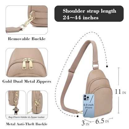 INICAT Small Sling Bags for Women Crossbody Purse - color: Khaki Soft