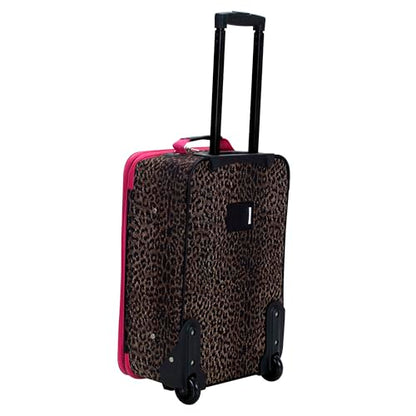 Rockland Fashion Softside 2 Piece Luggage Set, Expandable, (14" Tote/19" Upright), Pink Leopard - color: Pink Leopard, size: 2 Piece (19"/14" Tote)