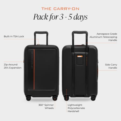 Briggs & Riley ZDX Essential 22 Inch Carry-On Expandable Spinner, Black - color: Black, size: 22" Hardside Carry-On Expandable Spinner