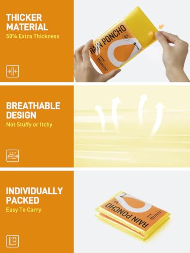 SaphiRose Disposable Adult Rain Ponchos Clear Emergency Raincoat - color: Clear Yellow 4