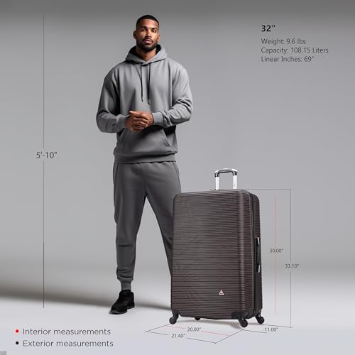 InUSA ROYAL Hardside Spinner Luggage with Ergonomic Handles | Spacious Travel Suitcase with Four Spinner Wheels and Studs | 32 Inch Extra Large Spinner Luggage | Brown - color: Brown, size: 32 Inch (XL)
