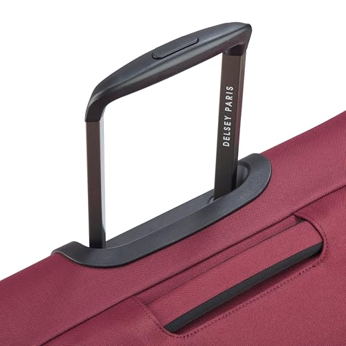 DELSEY PARIS Sky Max 3.0, 24 Inch Checked-Medium Luggage, Burgundy | Checked-In Suitcase, Softside, Lightweight Durable Construction, Double Spinner Wheels, Soft Touch Carry handle - color: Burgundy, size: Checked-Medium, 24 Inch