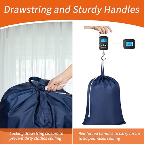 Polecasa Extra Heavy Duty X-Large Laundry Bag with Handles, Navy, 28x36" - color: Navy, size: 28" x 36" | 1 Pack