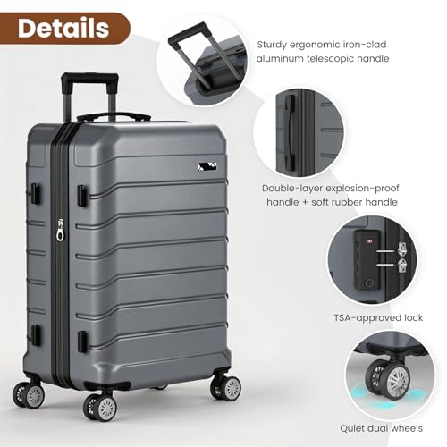 Luggage Sets 3 Piece Lightweight Durable Hardshell Suitcase (Grey) - color: GREY