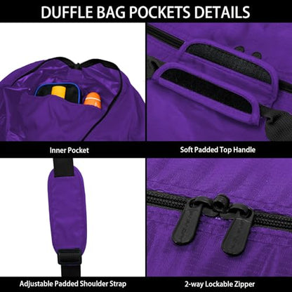 iFARADAY 105L Extra Large Duffel Bag lightweight, 32.5 inch, Purple - color: Purple