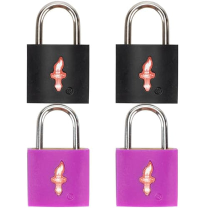Safe Skies Keyed Alike TSA Lock 4-Pack, Black+Purple - color: black+juice