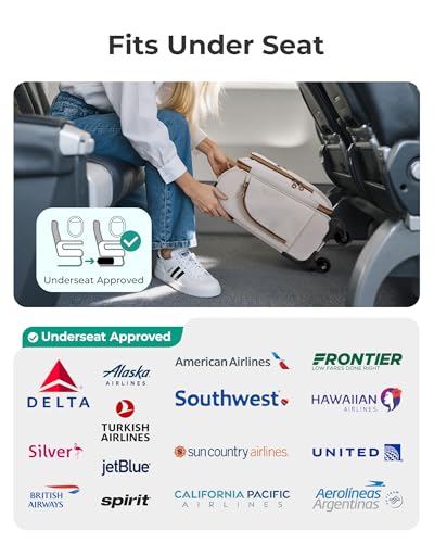 BAGSMART 16" Underseat Carry On Luggage Softside Carry On Suitcase, Beige - color: Underseat-Beige