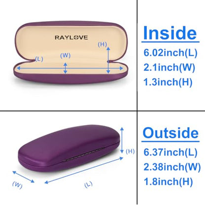 RayLove Unisex Hard Shell Eyeglasses Cases, Protective Case For Glasses - color: Purple