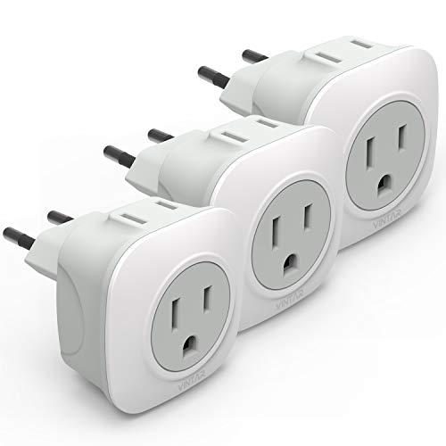 VINTAR European Travel Plug Adapter, 3 Pack Type C Plug Adapter - style: Type C- Most of Europe