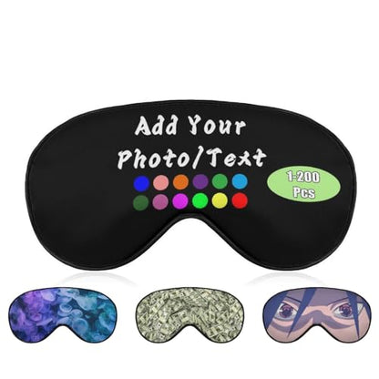 Custom Eye Mask for Men Women Personalized Sleep Mask Add Your Photo Text Logo Adjustable Strap Eyeshade for Sleeping Travel Work, Black - color: Black