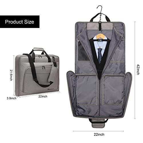Modoker Carry On Garment Bags for Travel Hanging Clothes Suit Bag Luggage Organizer, Foldable Suit Carrier Gift for Men Women - color: Light Grey