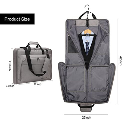 Modoker Carry On Garment Bags for Travel Hanging Clothes Suit Bag Luggage Organizer, Foldable Suit Carrier Gift for Men Women - color: Light Grey