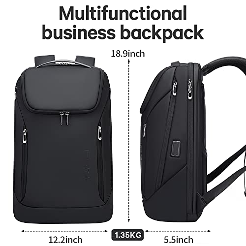 BANGE Business Smart Backpack Waterproof fit 15.6 Inch Laptop Backpack with USB Charging Port,Travel Durable Backpack - color: Black, size: Large