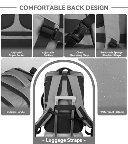 AREYTECO 55L Travel Laptop Backpack for Men, Extra Large Backpack - color: Grey, size: 18.4 Inch (22''x14''x11'')