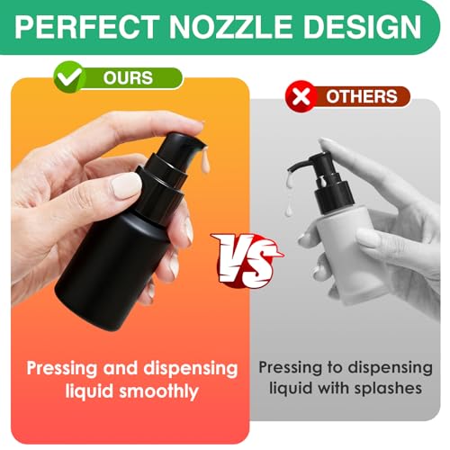 3PCS 30ML/1OZ Empty Black Frosted Glass Bottles with Pump for Cream - color: Black, size: 1 Ounce