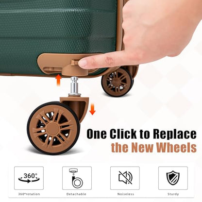 Cobens Luggage Sets 5 Piece, Suitcase with Wheels, 20/24/28inch, DarkGreen - color: DarkGreen