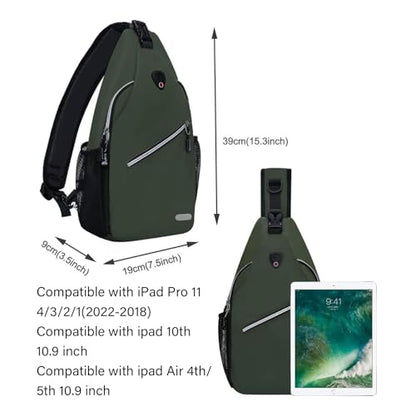 MOSISO Small Sling Bag for Men, Crossbody Shoulder Chest Daypack Bag - color: Midnight Green