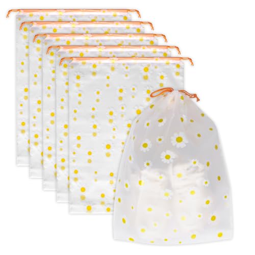 Shoe Bags for Travel, Waterproof Drawstring Shoe Bags for Packing - color: Daisy