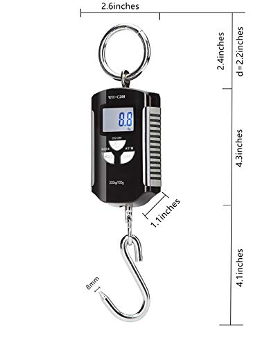 Klau Portable Fish Scale, 200 kg / 400 lb,Black and Silver - color: Black and Silver