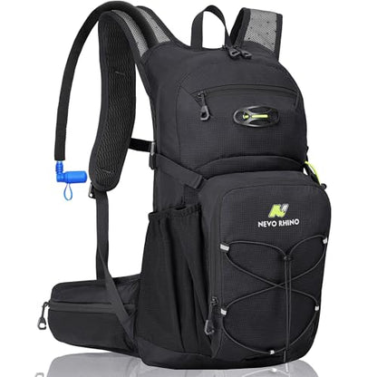 N NEVO RHINO Hydration Backpack, 18L Hiking Backpack with 3L Water Bladder - color: Black