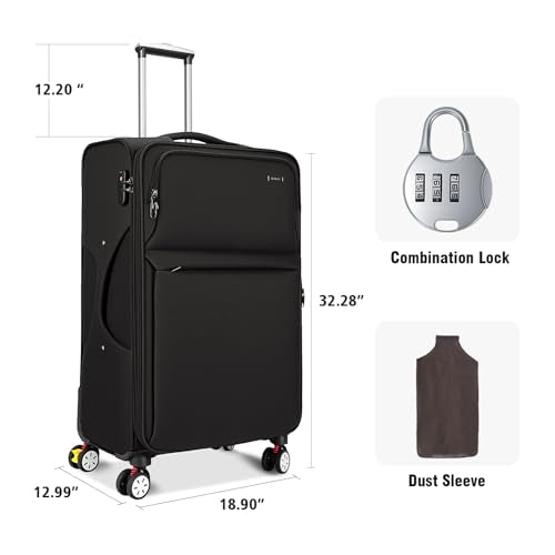 VJI 32" Softside Expandable Checked Luggage with Spinner Wheels, Black - size: 32 Inch