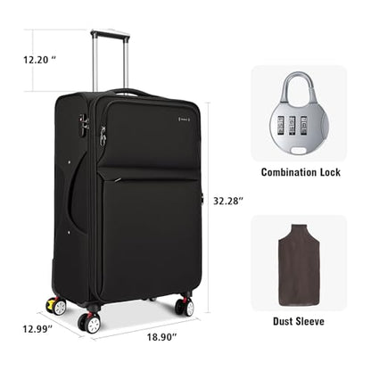 VJI 32" Softside Expandable Checked Luggage with Spinner Wheels, Black - size: 32 Inch