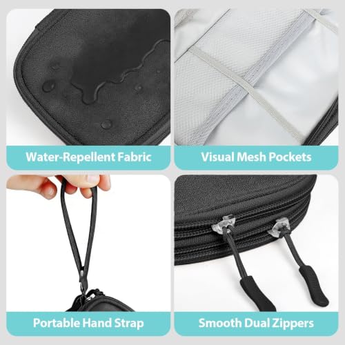 Double Layer Electronics Organizer, Travel Tech Pouch, Black - color: Black, size: Medium