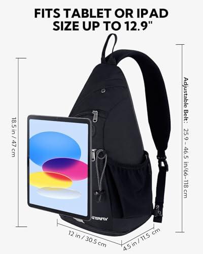 WATERFLY Large Sling Bag Crossbody Backpack Chest Pack for Men Women - color: Black