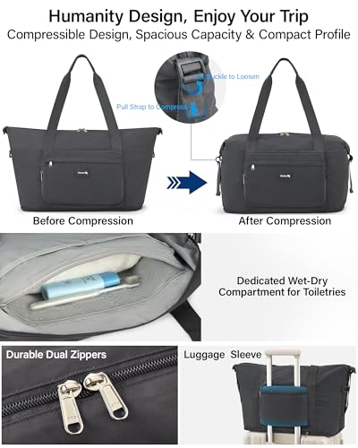 Hanke Underseat 40L Foldable Expandable Travel Tote Bag with 11 Pockets - color: Grey