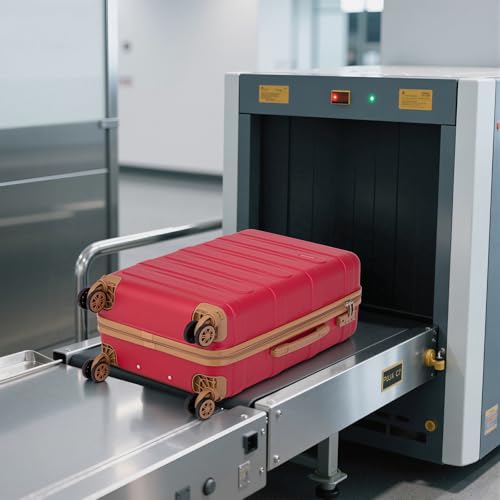 Cobens Luggage Sets 5 Piece, Suitcase with Wheels, 20/24/28inch, Red - color: Red