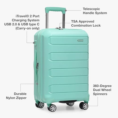 Traveler's Choice Pagosa Hardshell Expandable Luggage with Spinner Wheels, Mint, 30-Inch Large - color: Mint, size: 30-Inch Large