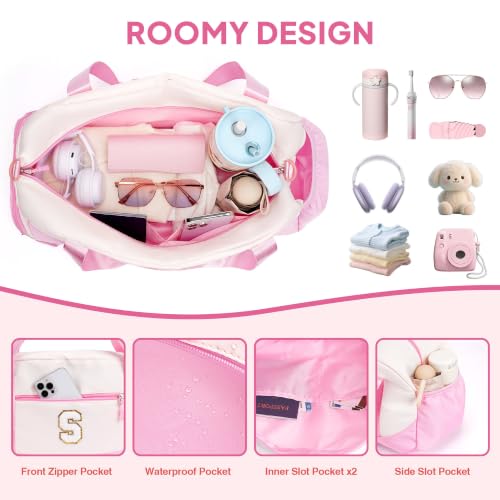 YOOLIFE Initial Overnight Weekender Duffle Bag for Travel Girls Purple B - color: Purple