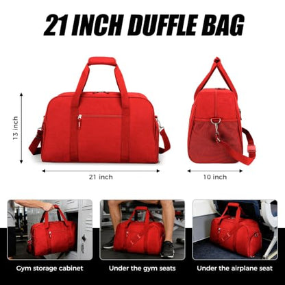 Searock 45L Gym Bag for Men & Women with Shoe Compartment - color: Red, size: 21 x 10 x 13″ (Medium)