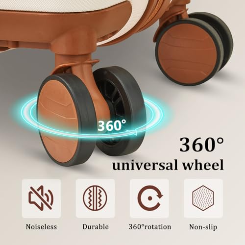 imiomo Hard Shell Luggage Sets 5 Piece for Women, Lightweight Hardside Rolling Suitcase Set with Spinner Wheels and TSA Lock, Beige - color: Beige, size: 5 Piece Set