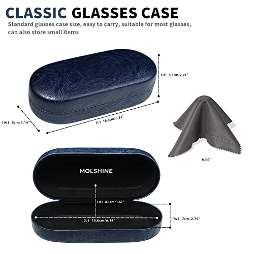molshine Hard Shell Sunglasses Case, Classic Large Glasses Case for Women Men, Sunglass Eyeglasses - color: Dark Blue
