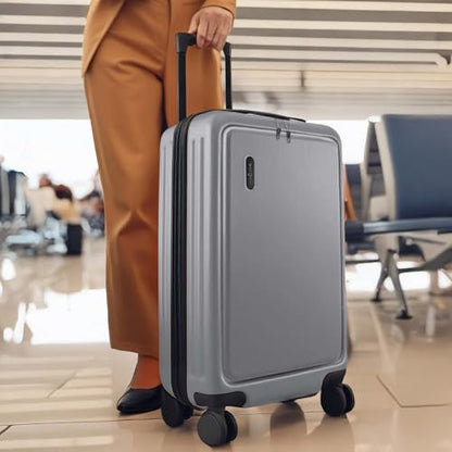 TRAVELARIM 24 Inch Checked Luggage with Spinner Wheels, Medium Suitcase | Expandable, Durable Hard-Shell, Scratch-Resistant, 360° Spinner Wheels, TSA Lock, Travel-Friendly, Grey - color: Grey, size: Medium 24-Inch Checked