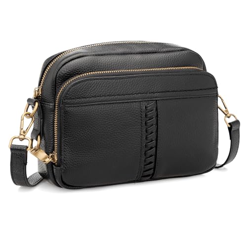 befen Genuine Leather Crossbody Bag for Women Anti Theft Purse and Hangbags with Built in RFID Wallet - color: Black