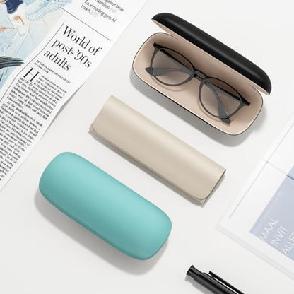 Eyeglasses Case, Hard Shell Protective Case for Glasses, Unisex for Women Men - color: 3 Pack-solid Color-1