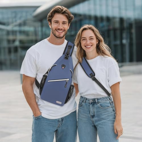 MOSISO Small Sling Bag for Men, Crossbody Shoulder Chest Daypack Bag | Sling Backpack for Casual Travel Hiking - color: Haze Blue