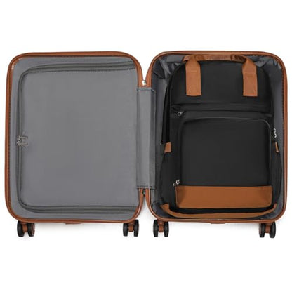 Kono Luggage Set 3 Piece Carry On Hardside Luggage with Spinner Wheels - color: Apricot Black, size: 20-inch/Bp/Tb
